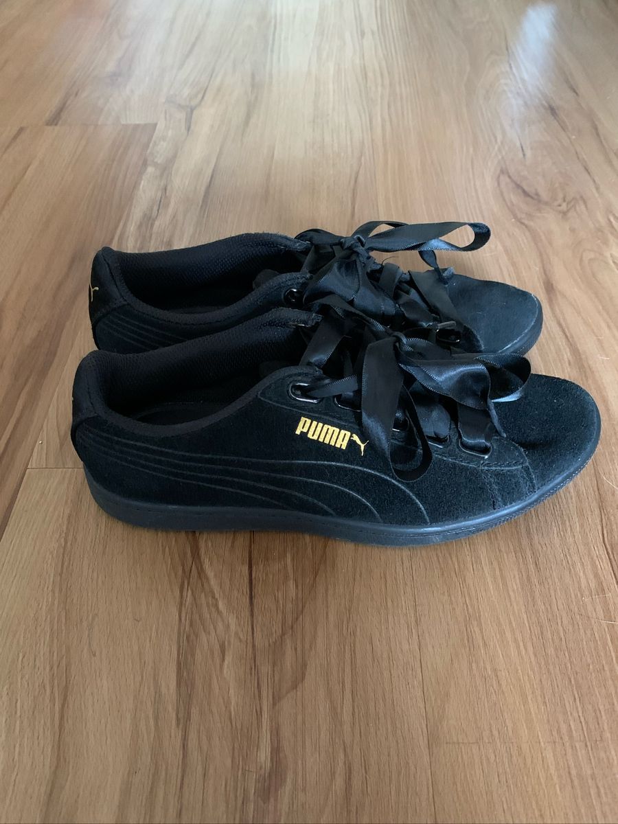 tenis puma feminino cadarço de cetim preto