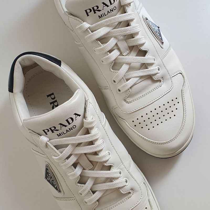 Tênis Downtown com Logo Triangular Branco Prada Prada Usado
