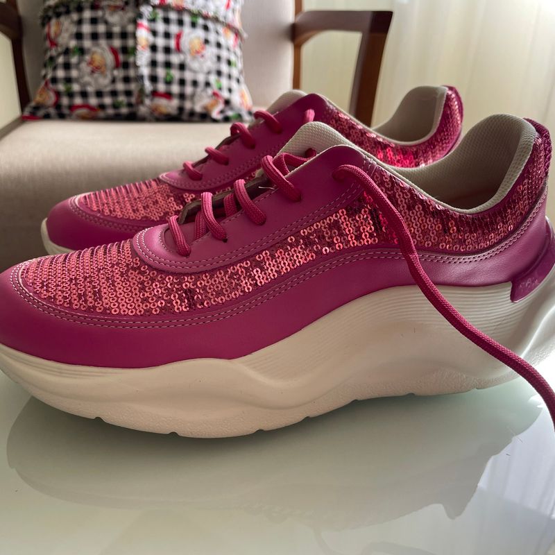 Tênis Fascite Plantar Anabela Médio Rosa Tênis Feminino