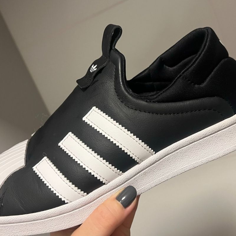 Adidas Superstar Slip On Tenis Preto E Branco Adidas Feminino