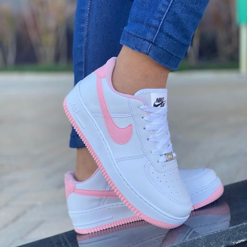 Tenis feminino rosa sales e branco