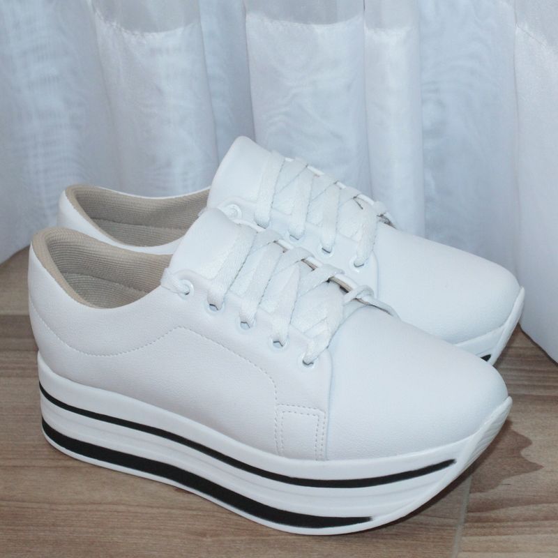 Tênis Branco Modelo De TÃªnis Com Salto Tenis Plataforma Feminino Branco  Sola Alta Fashion Blogueira Tik Tok Dança