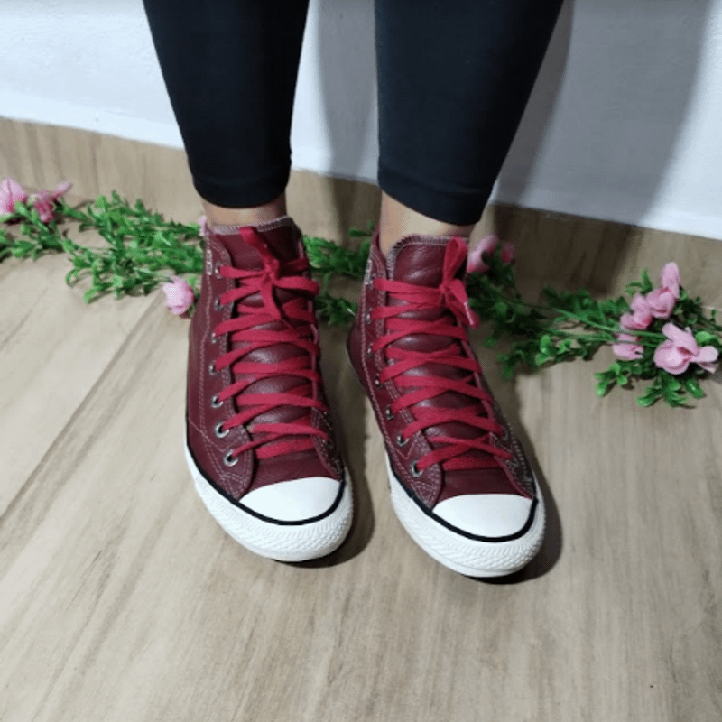 All star converse couro 2024 vinho