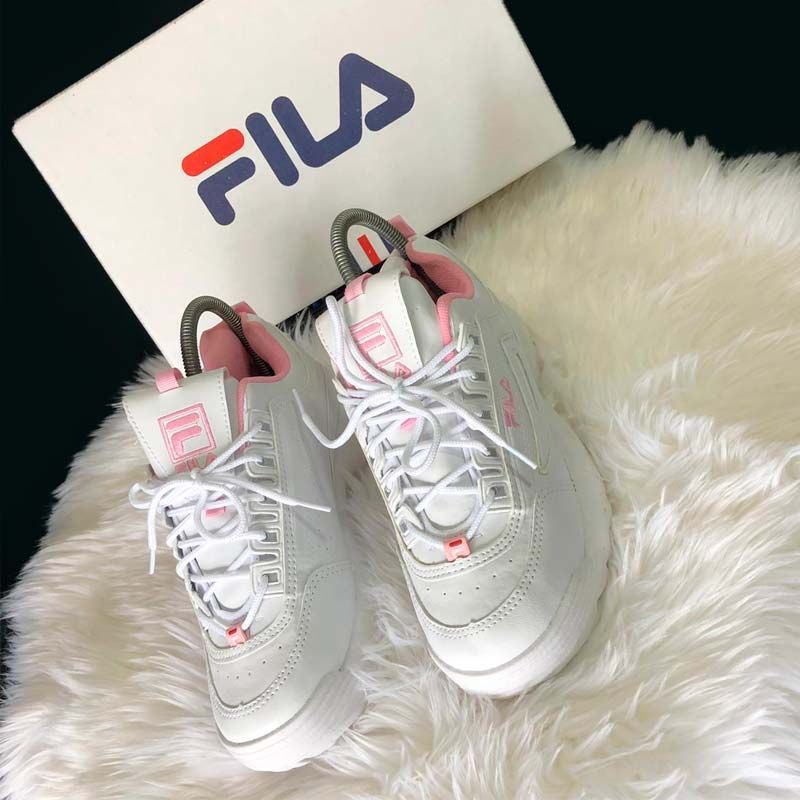 Tenis fila feminino disruptor branco com rosa sales