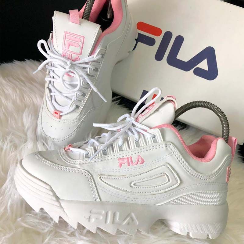 Tenis fila feminino disruptor branco com rosa sale