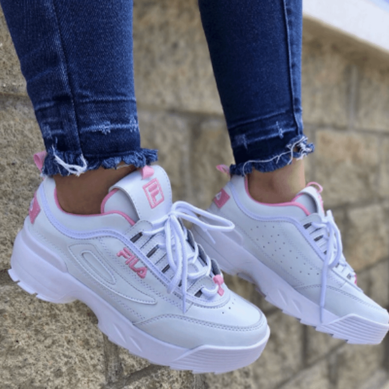 Fila branco hot sale rosa