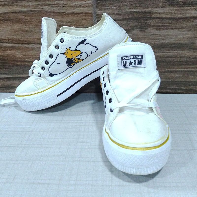 all star snoopy tenis snoopy plataforma Tenis Feminino Plataforma Converse Snoopy Converse Usado