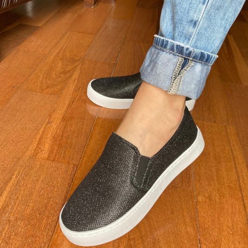 Slip on store feminino com brilho