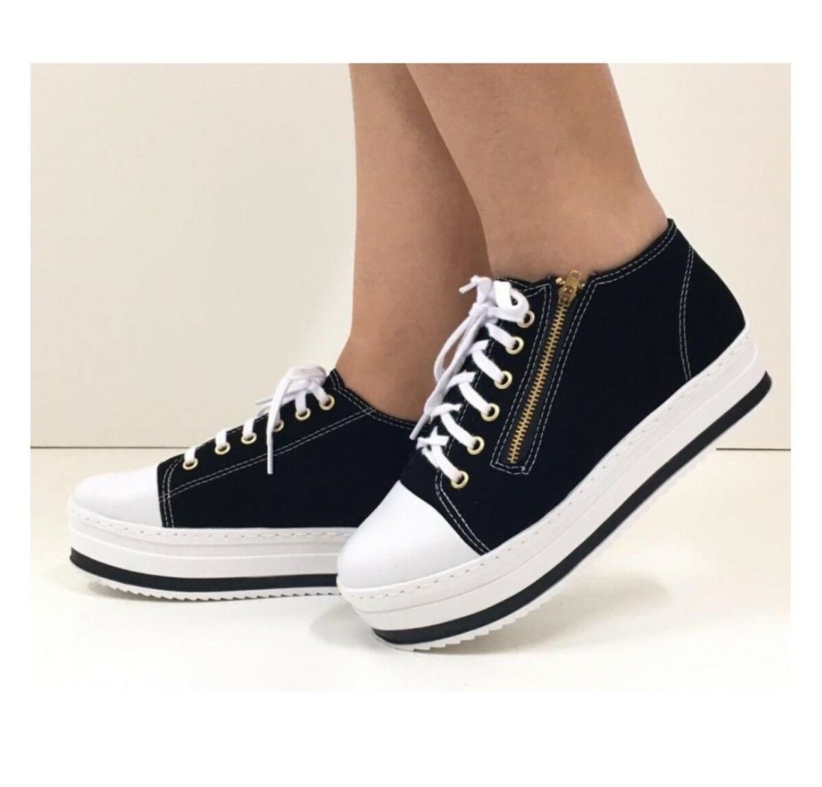 all star jeans plataforma com ziper