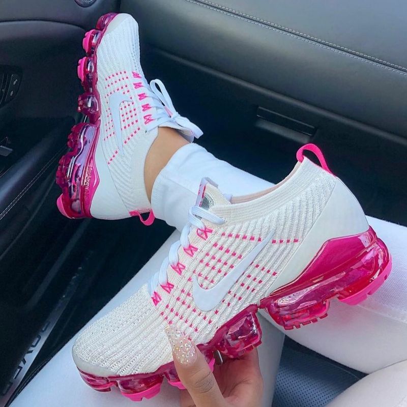 Tênis Feminino Vapormax Branco e Rosa Todos Os Tamanhos