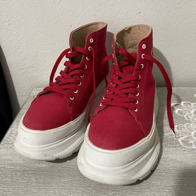 Tênis Feminino Vermelho Plataforma Tamanho 39 Tênis Feminino