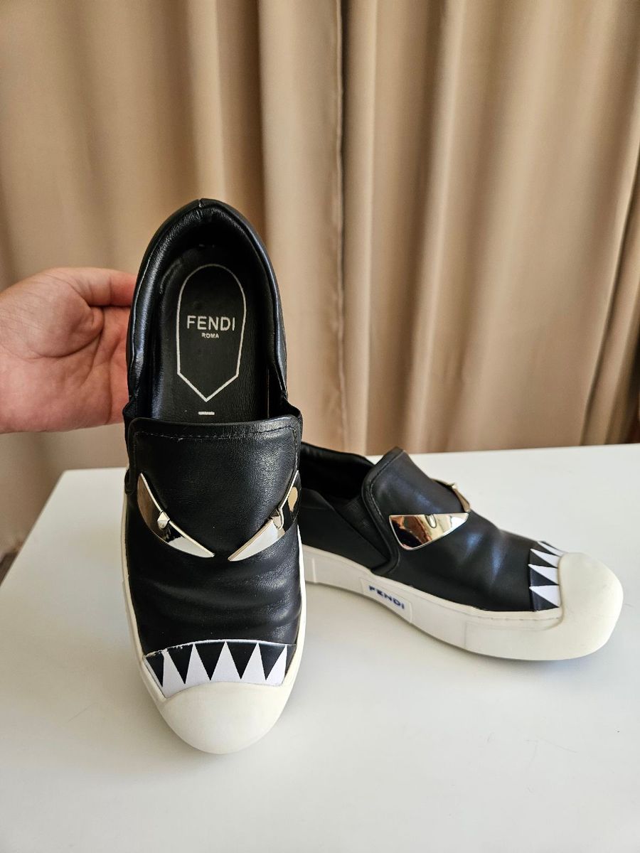 Tênis Fendi Monster Couro Preto 37,5 Brasil – Soho Bazar