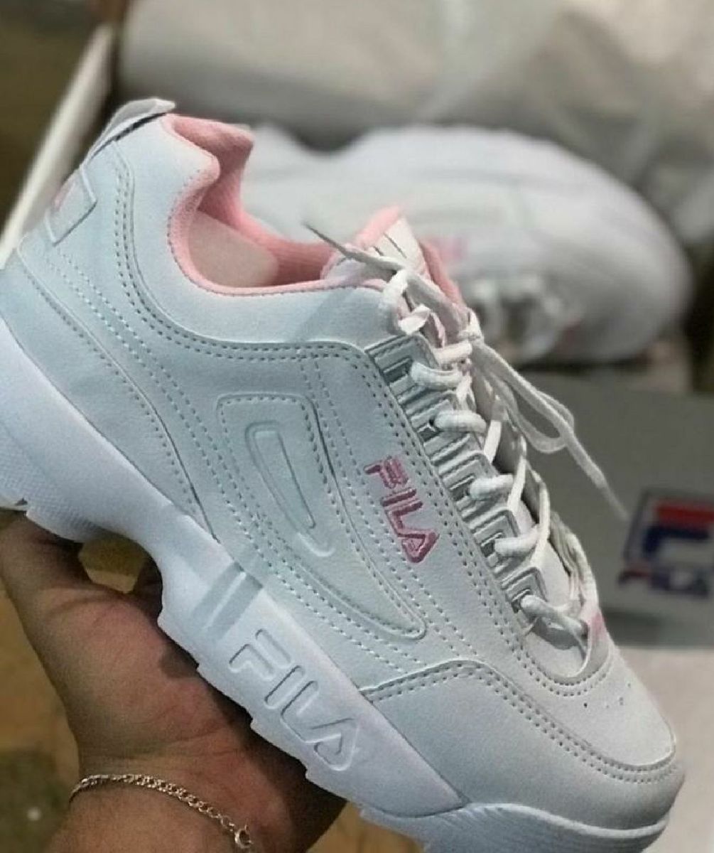 Tenis fila store branco disruptor replica