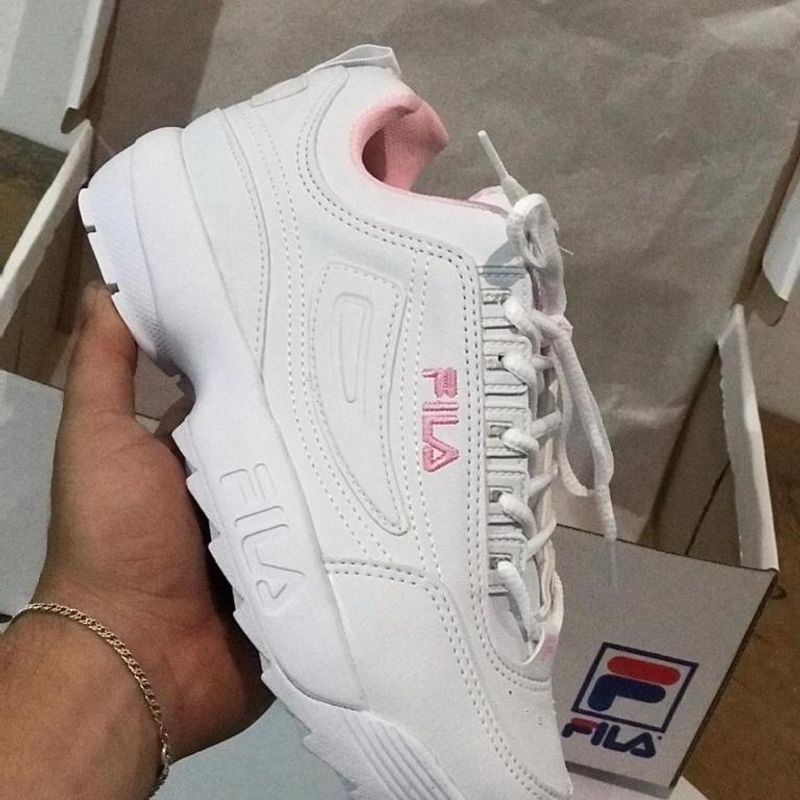 Tenis fila feminino clearance disruptor branco com rosa