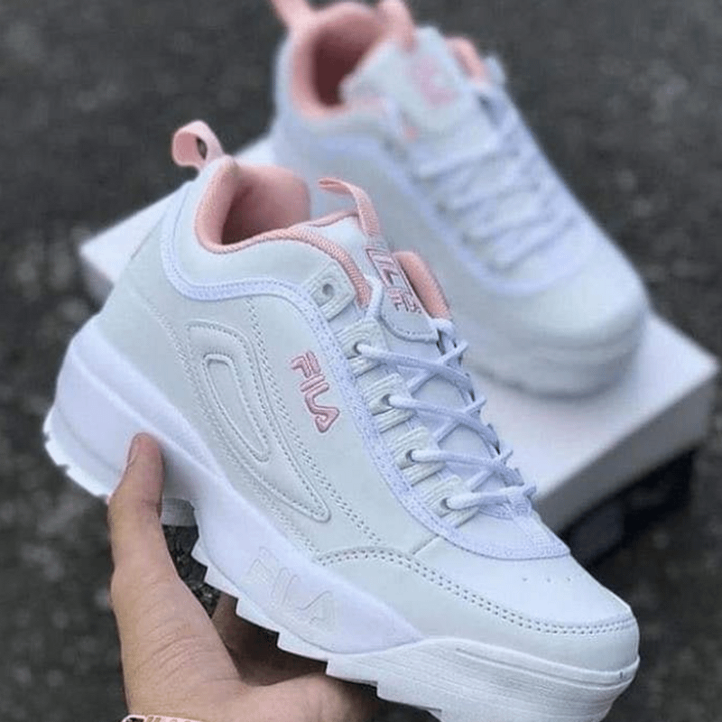 Fila tenis orders branco e rosa