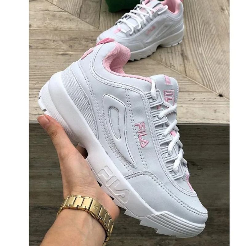 Tenis fila 2024 branco rosa