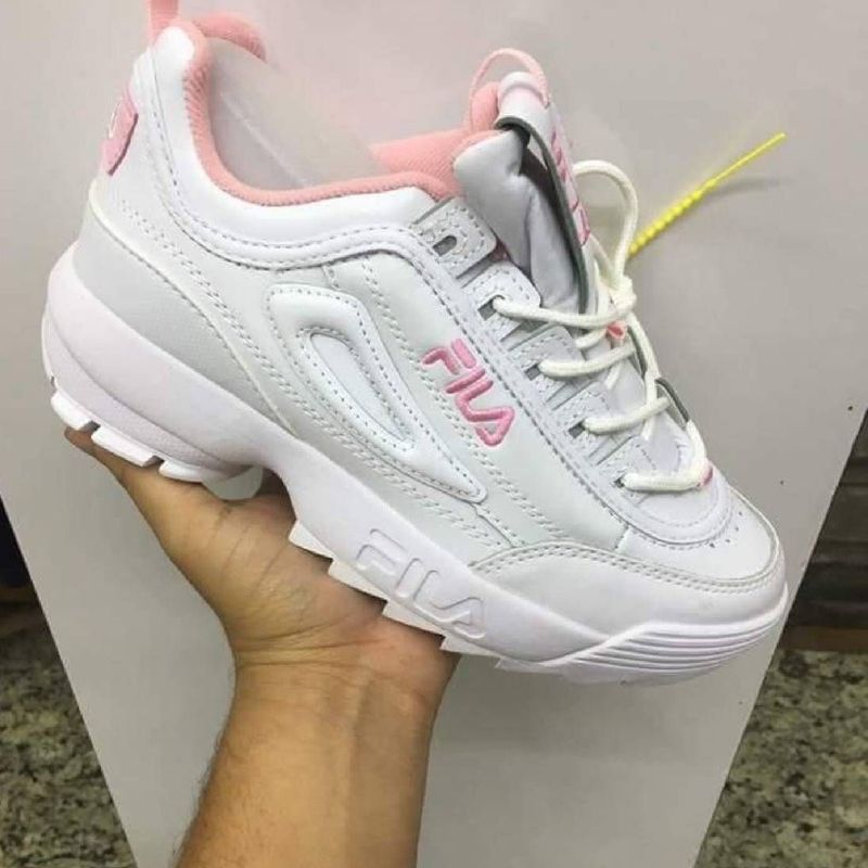 Tenis fila disruptor feminino branco clearance e rosa