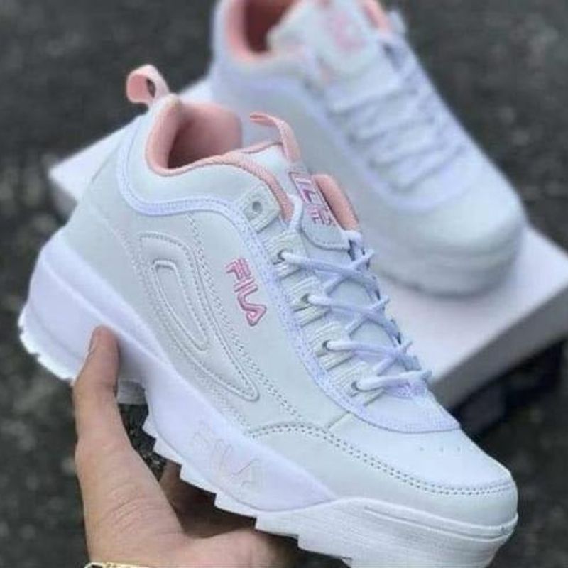 Tenis fila feminino rosa com sale branco