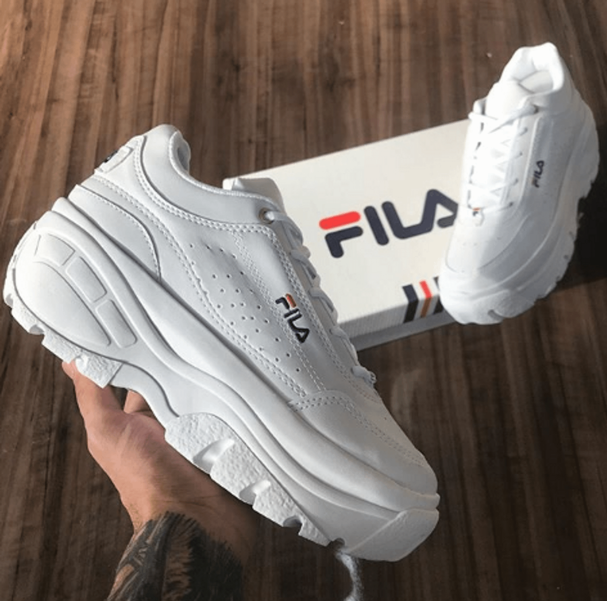 tenis fila plataforma branco