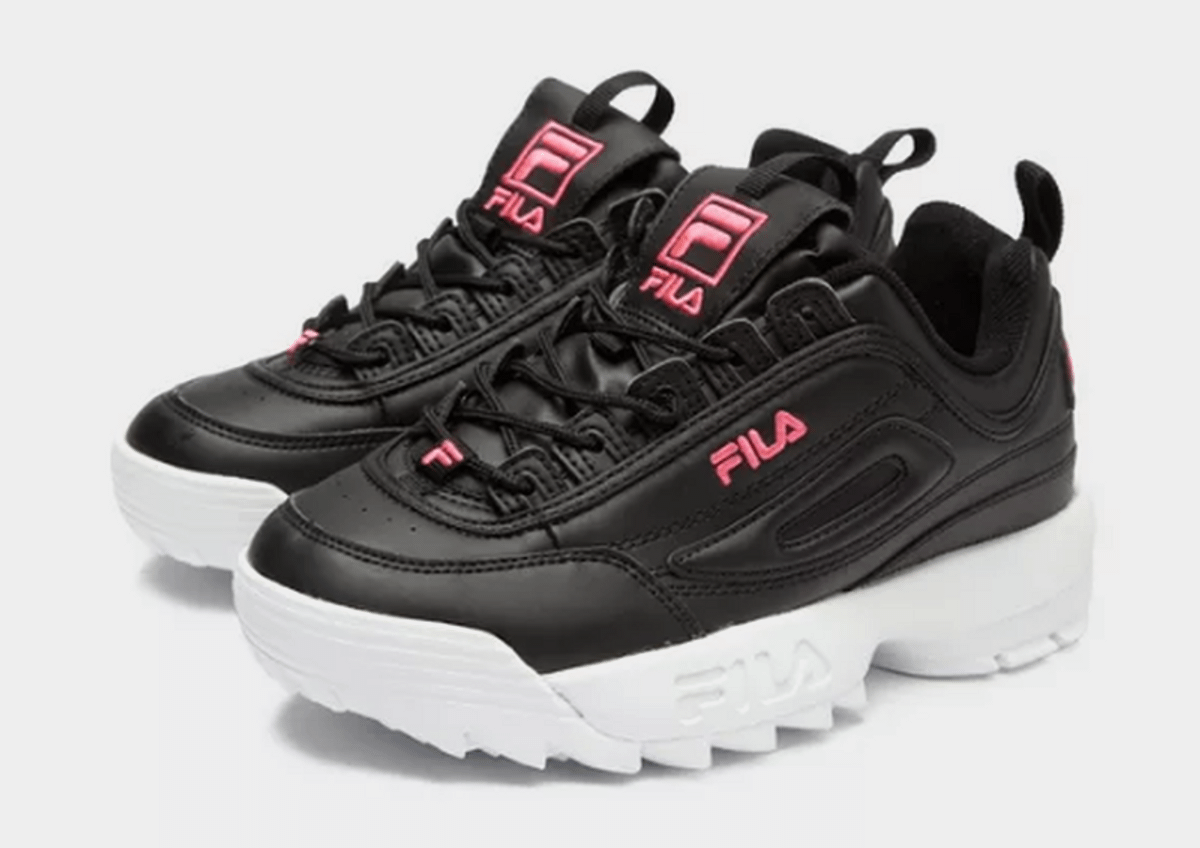 tênis fila disruptor branco feminino bordado rosa