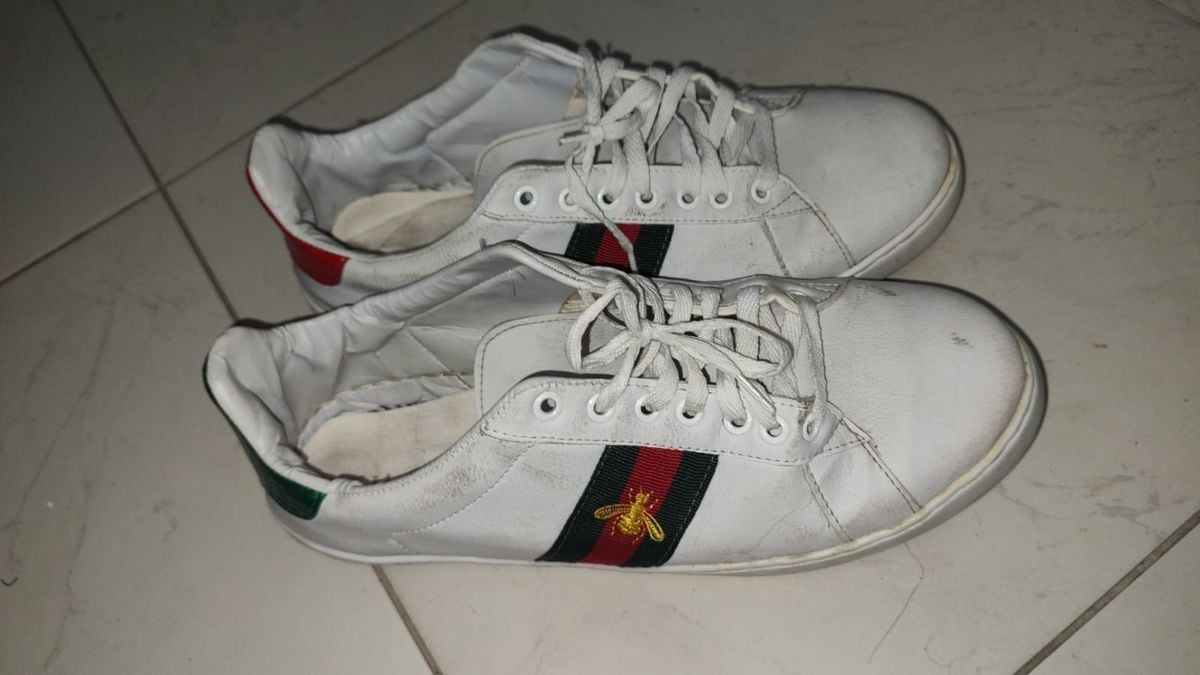 tênis gucci ace couro branco