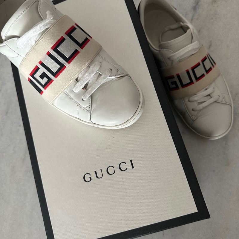 Tênis Gucci com Logo No Elástico Tamanho 39 | Gucci Usado 90528899