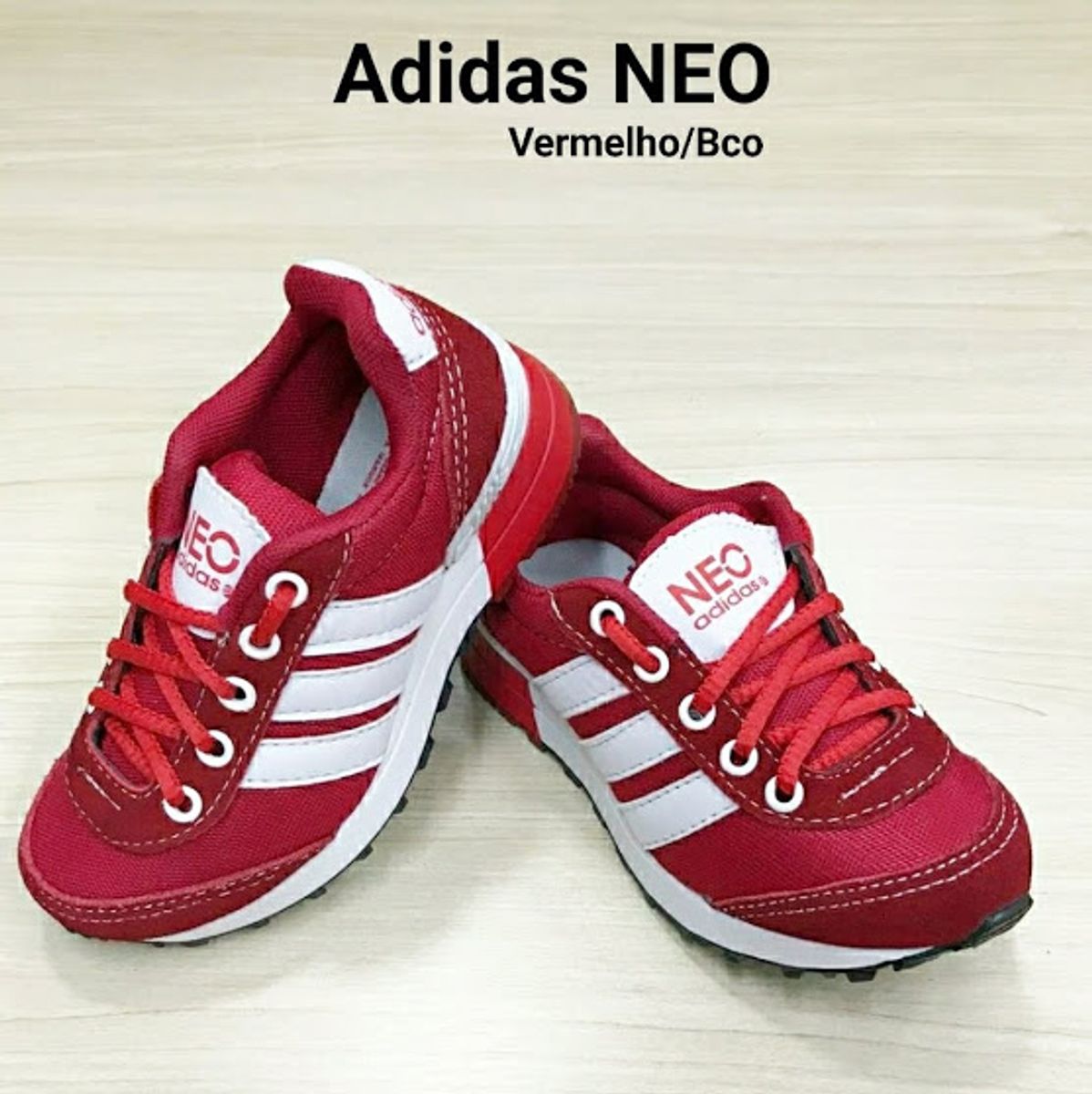 Tenis Infantil Adidas Neo Criancas Leve Confortavel Vermelho