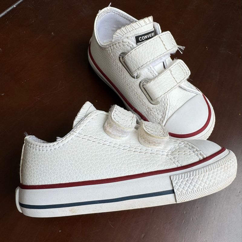 Tênis Infantil All Star Chuck Taylor Cano Baixo Couro Branco All