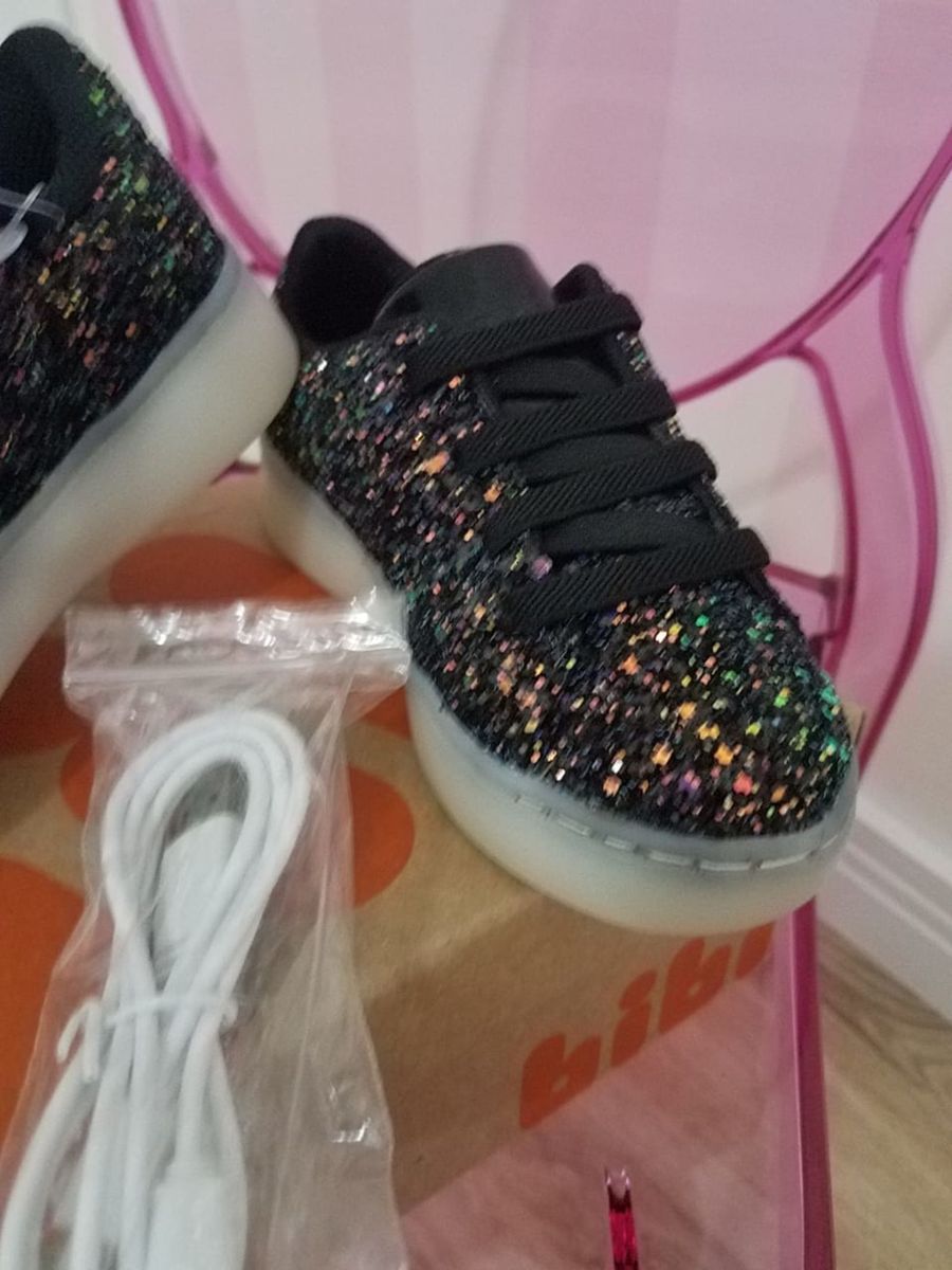 tênis bibi led com glitter infantil