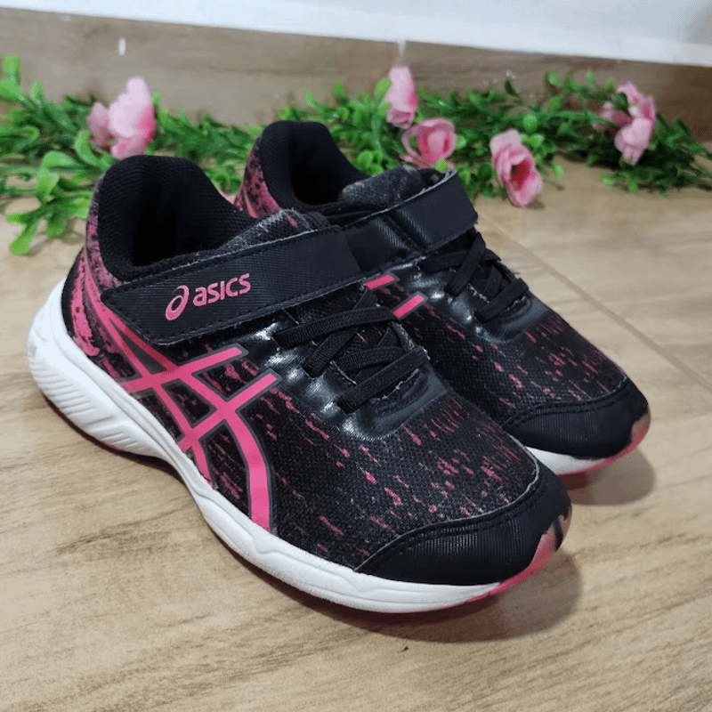 Tênis Infantil Feminino Asics Fantasy Preto Rosa Asics Usado