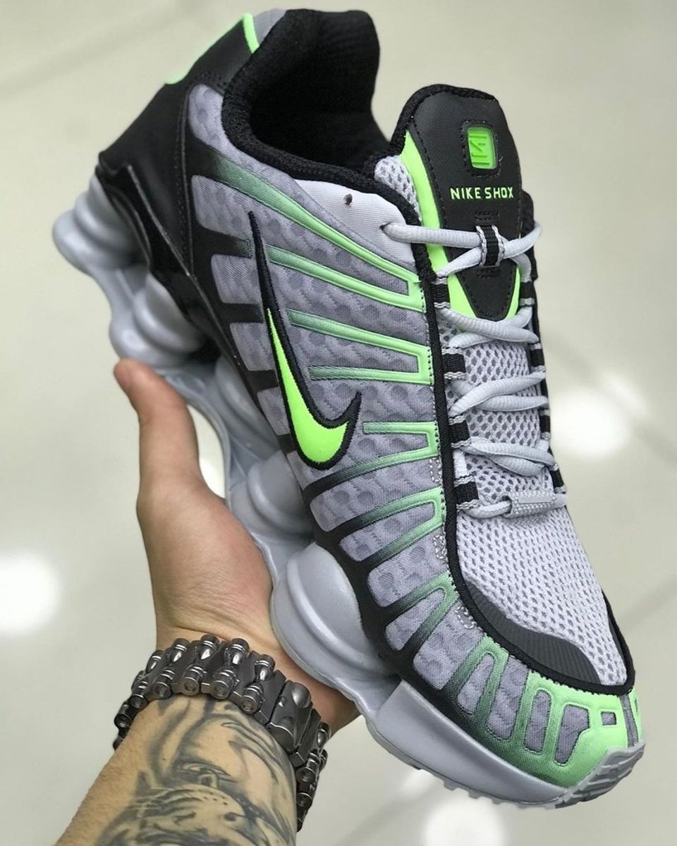 Tenis Masculino Nike Shoxx 12 Molas Tl Cinza e Verde Promoção 2021 ...