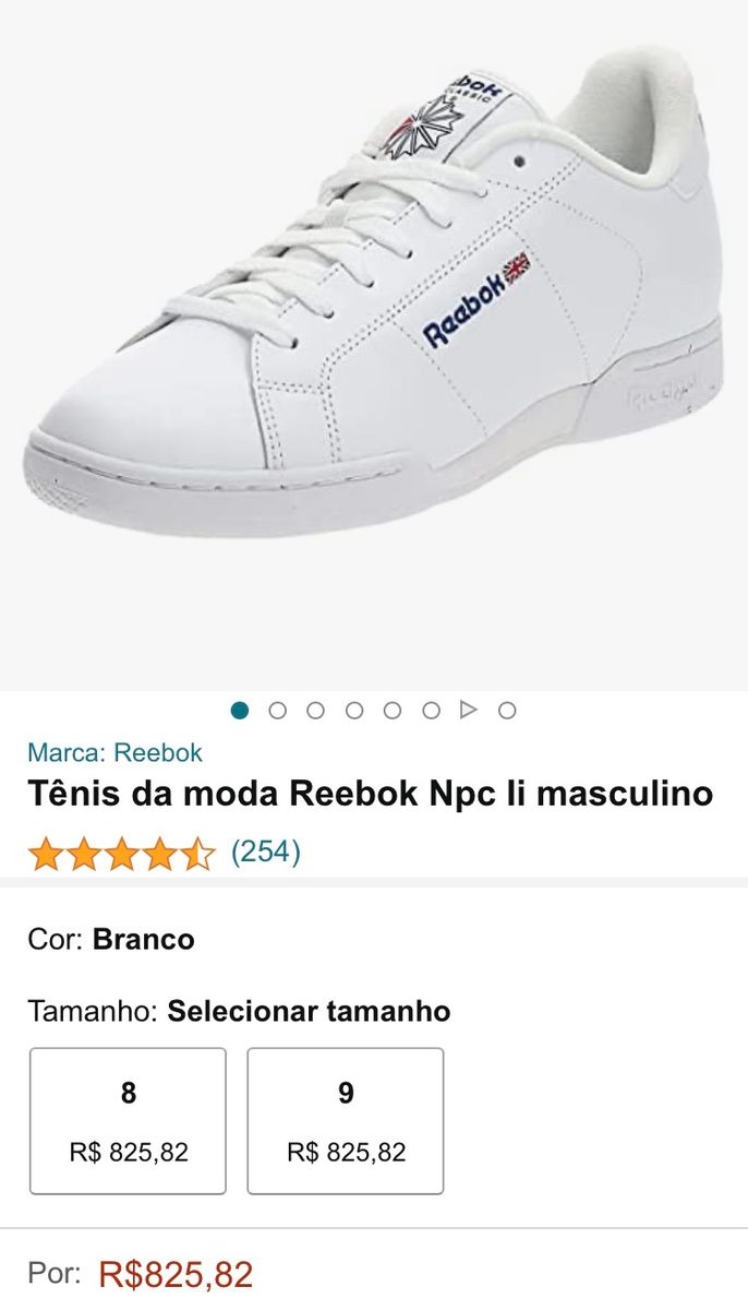 Reebok best sale branco masculino