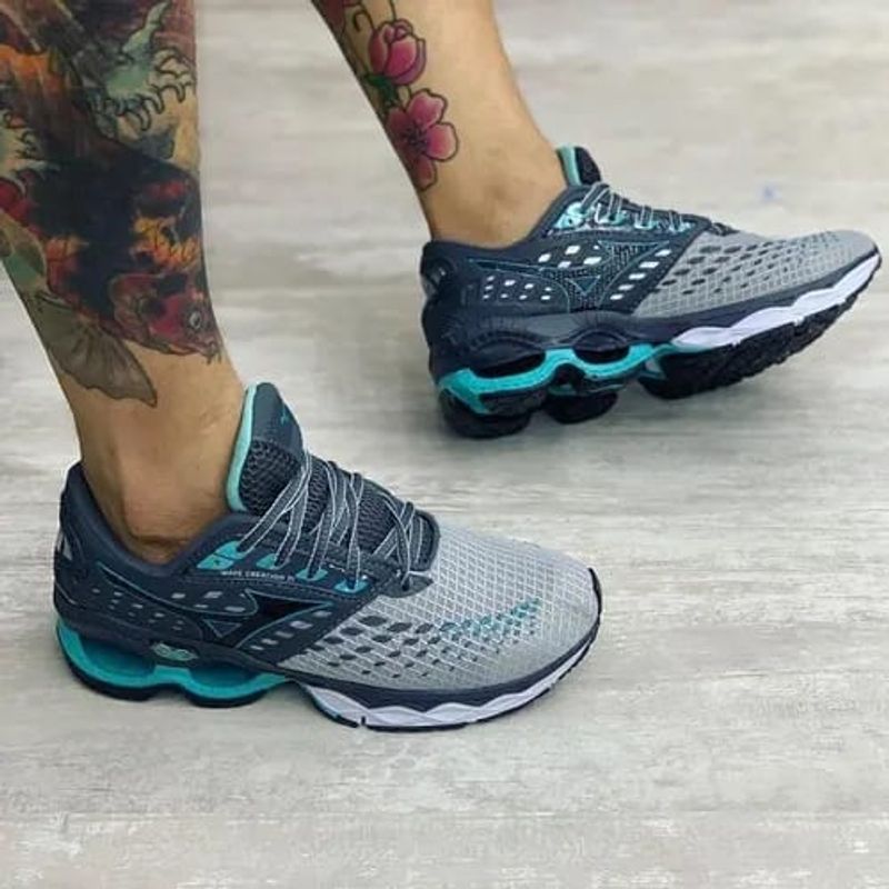 T nis Mizuno Wave Creation 21 Cinza Verde Novo Muito Lindo