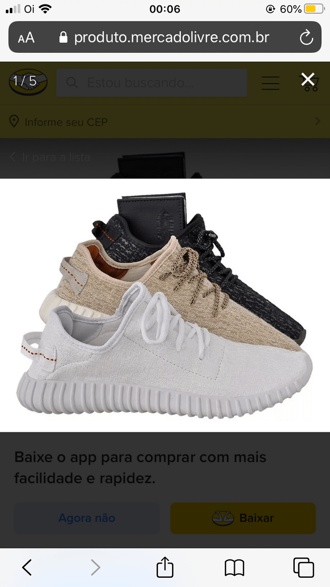 tenis adidas yeezy masculino mercado livre