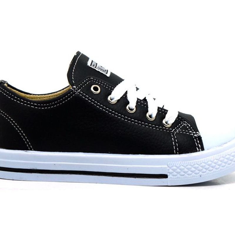 Tênis Infantil Converse All Star Couro Sintético Preto Masculino E Feminino