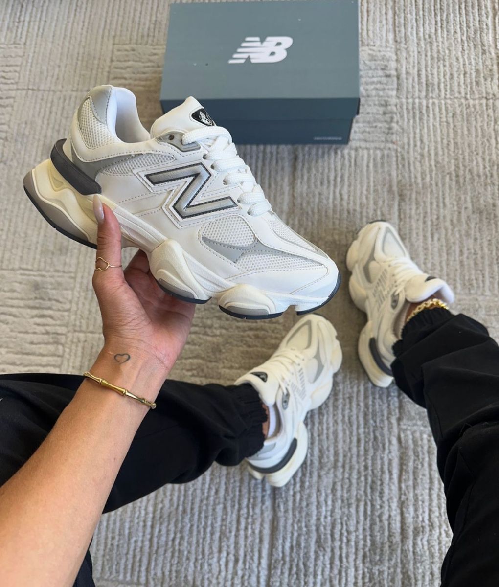 Tênis New Balance 36 Branco e Cinza Lançamento de Couro New