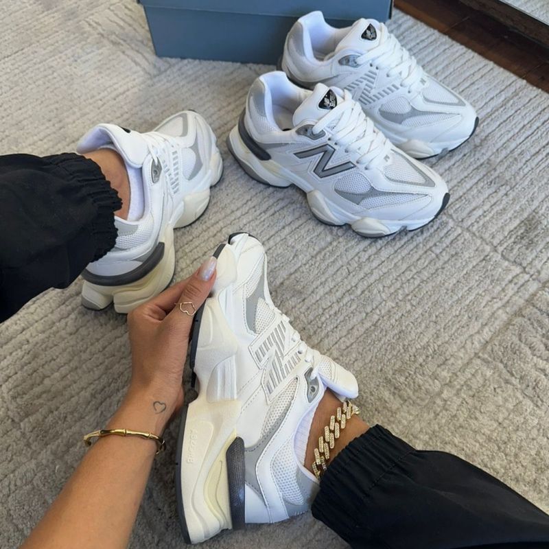 Tênis New Balance 38 Feminino Branco e Cinza de Couro Tênis Feminino New  Balance Nunca Usado 101472020 enjoei