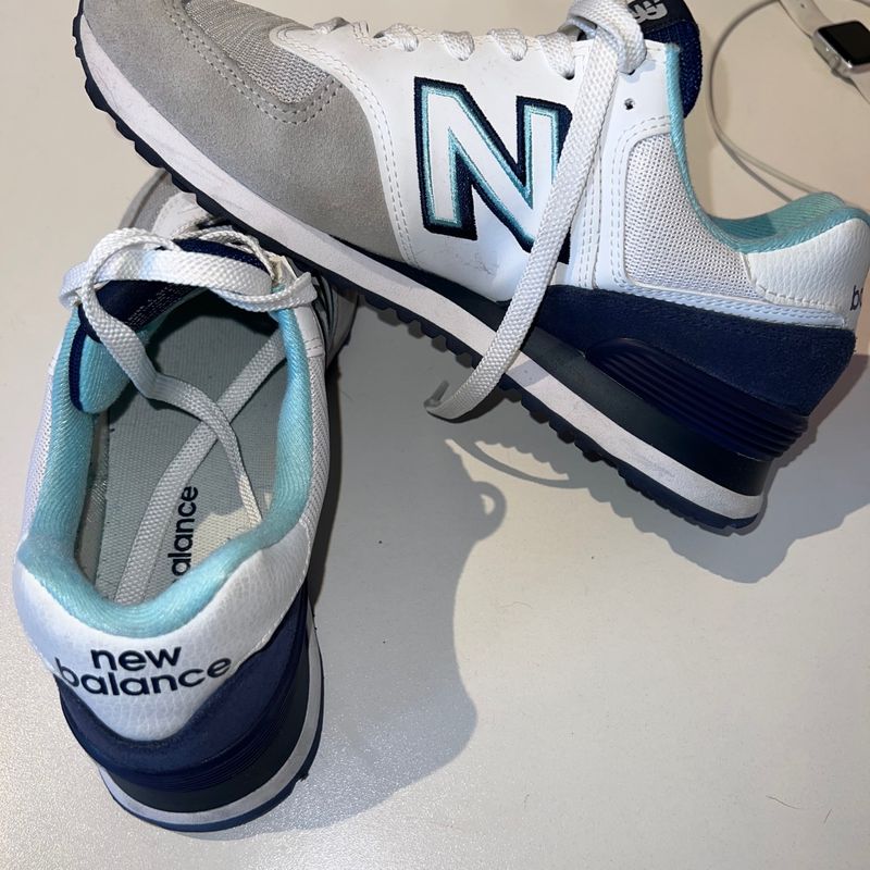 New balance 574 cinza hotsell e azul