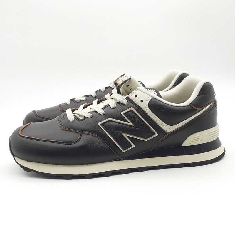 New balance store 574 couro preto