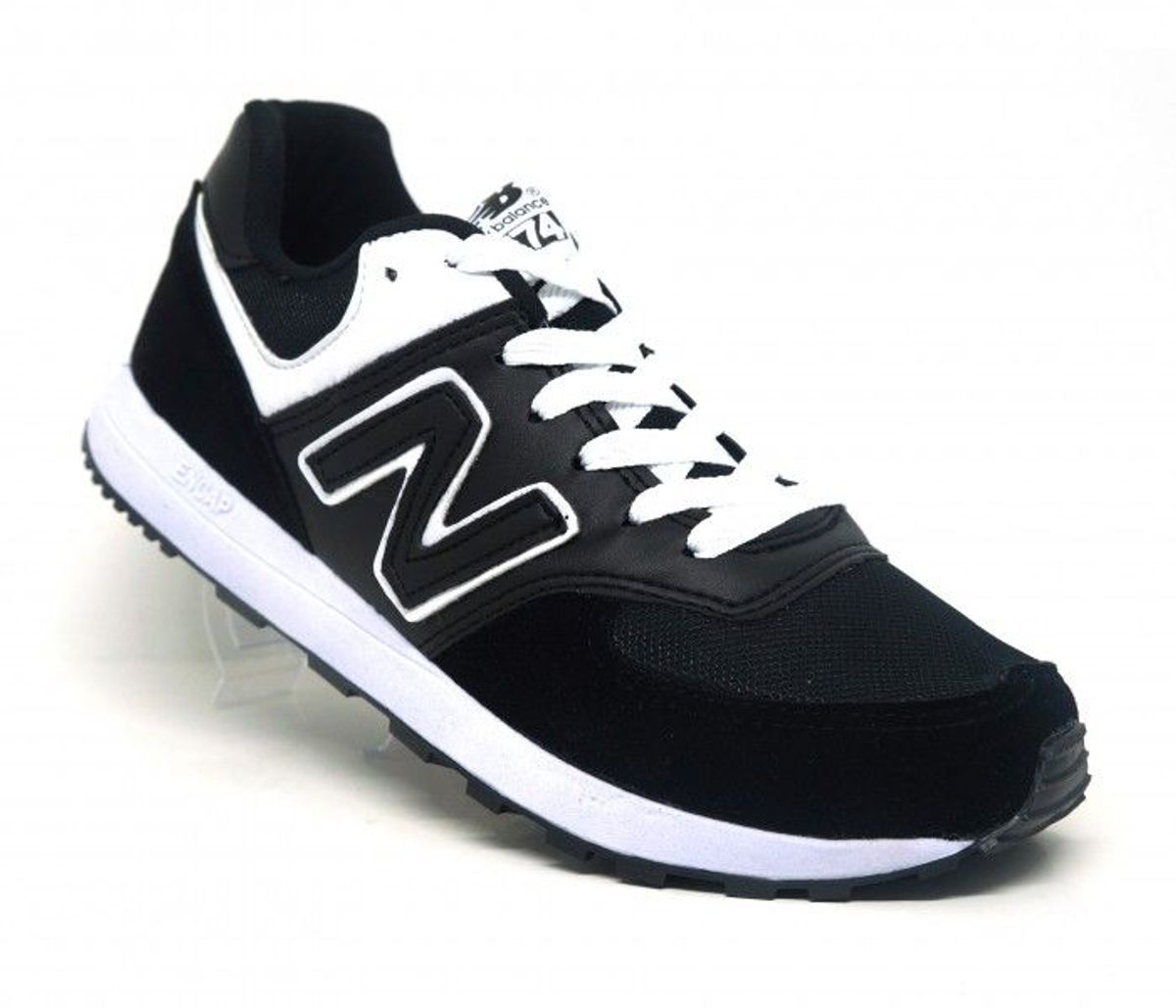 New balance 574 on sale preto e branco