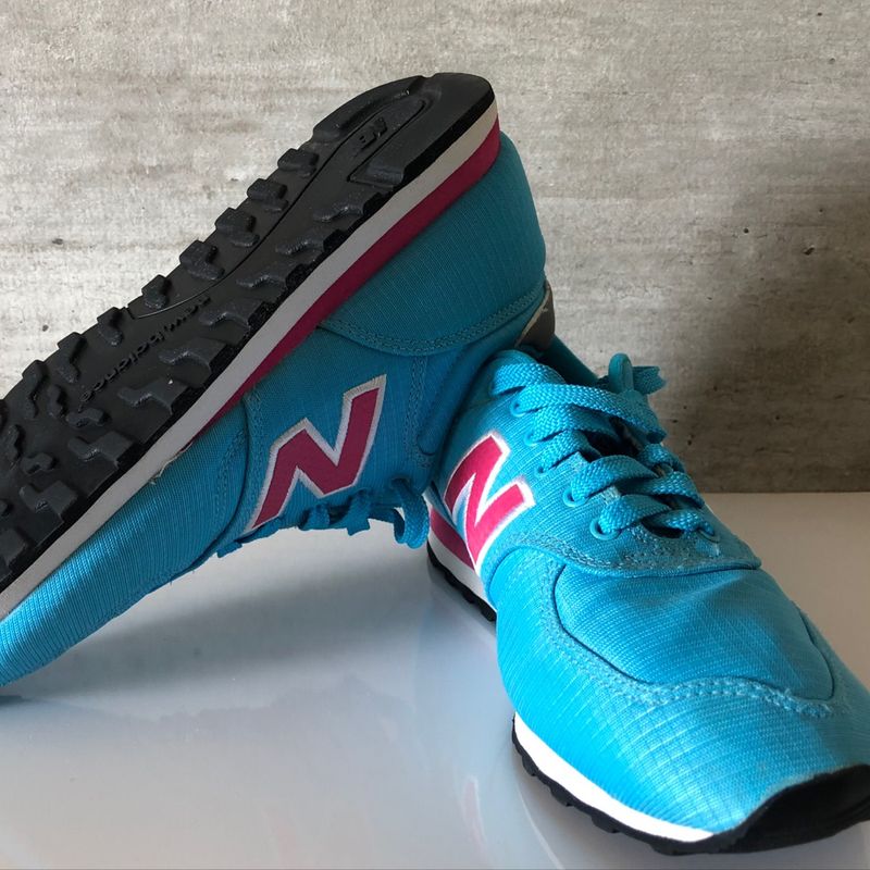 New balance 574 azul e rosa sale