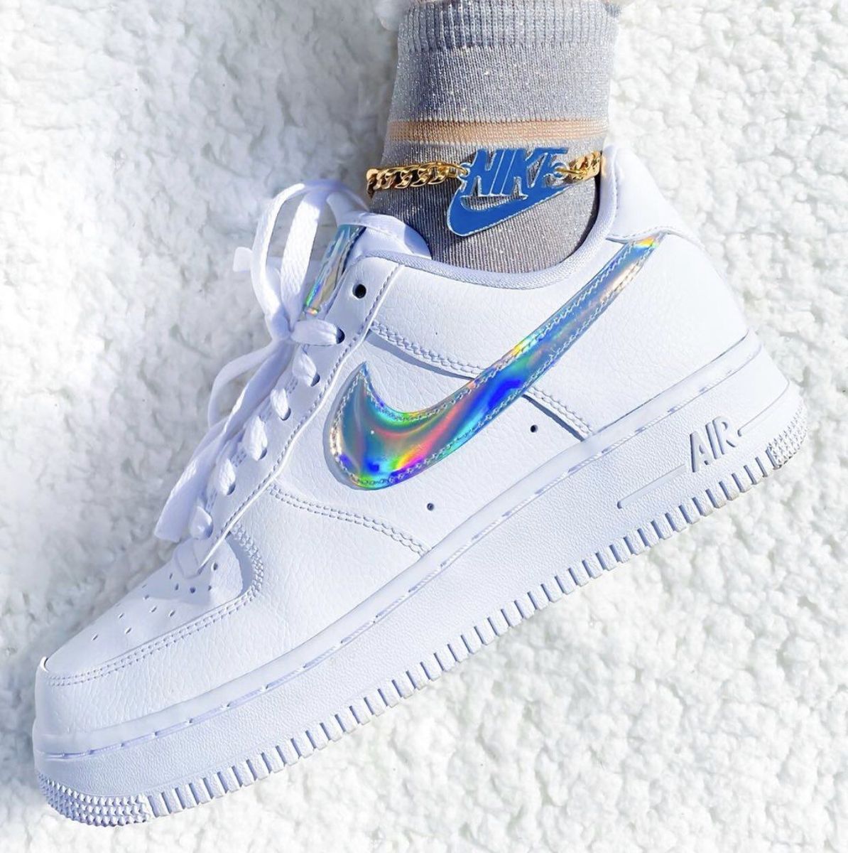 nike air force holographic white