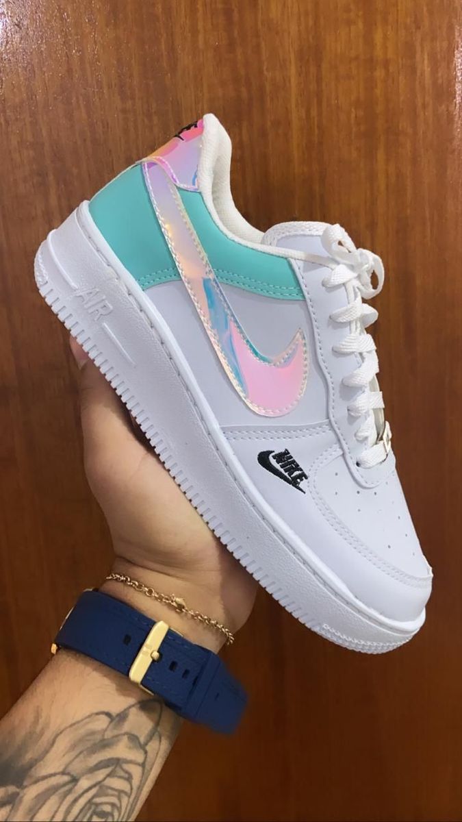 Tênis Nike Air Force Branco/colorido Promoção Relâmpago Envio Rápido