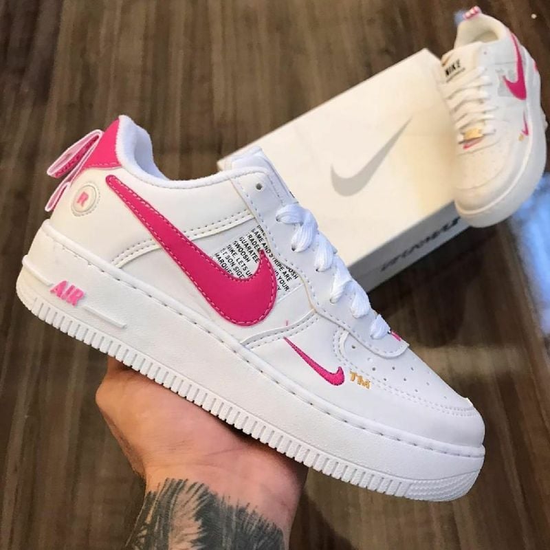 Nike air force store branco e rosa