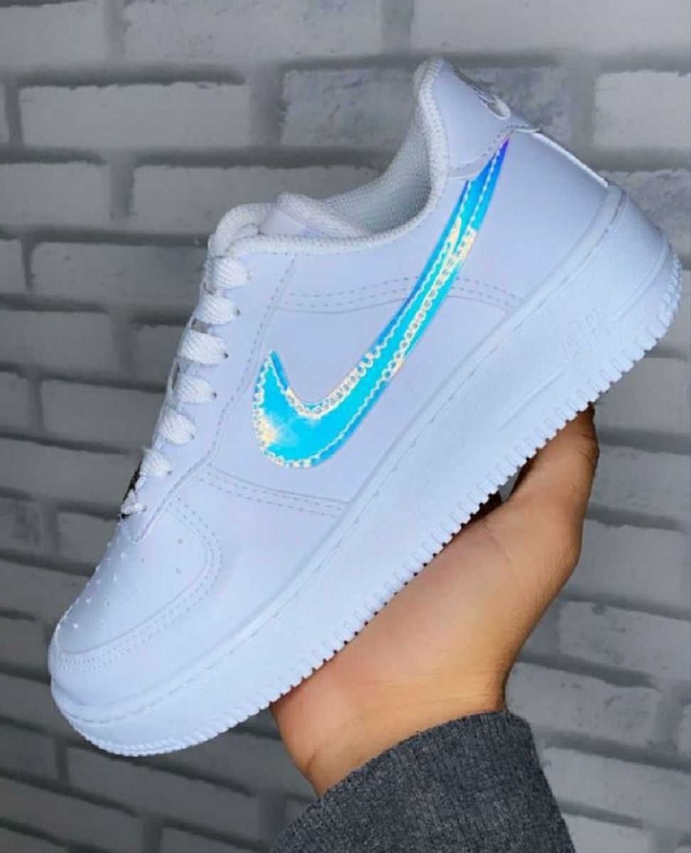 Tênis Nike Air Force Branco Holográfico Tênis Feminino Nike Nunca