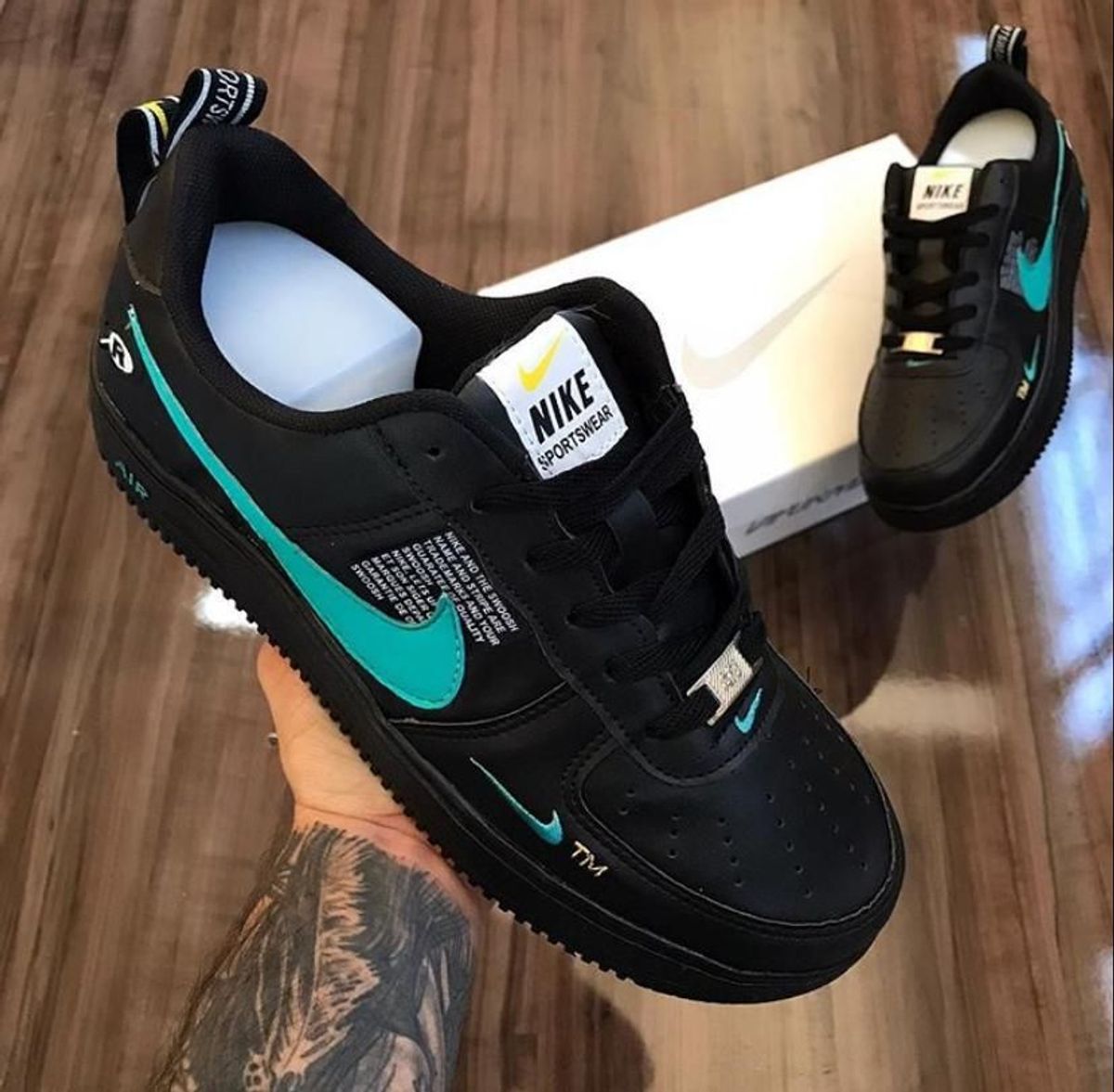 nike air force preto com azul