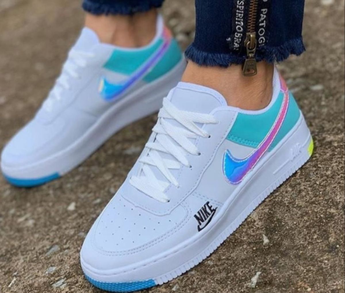 Tênis Nike Air Force Tradicional Espelhado Colorido Feminino 38 ...