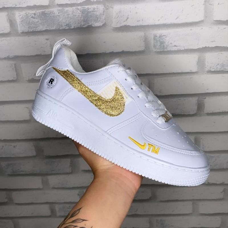 Nike Air Force - Branco Dourado com Brilho