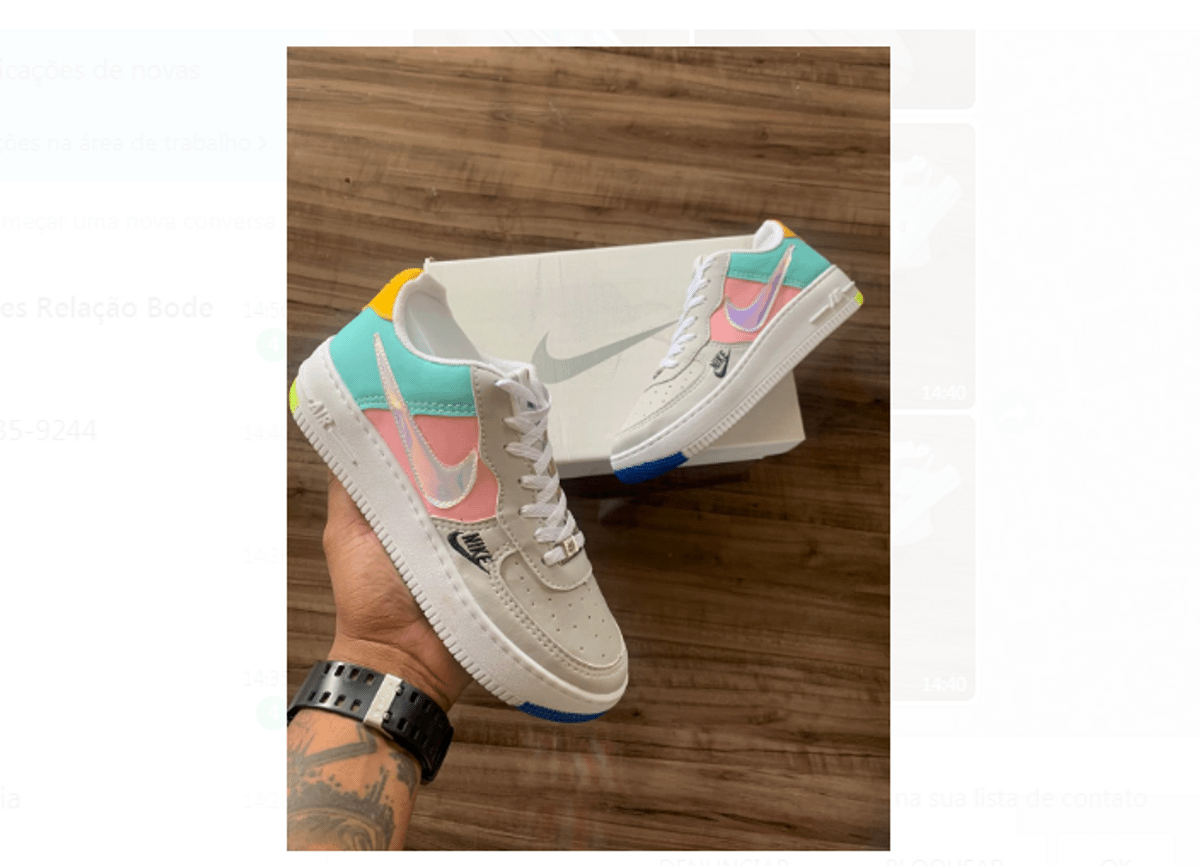 tenis verde agua e cinza ou rosa e branco