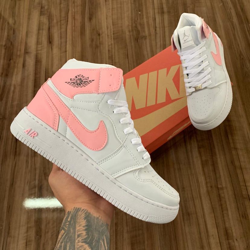 Tênis Nike Air Jordan 1 Feminino Branco Rosa 39 Tênis Feminino Nike Nunca Usado 46053155